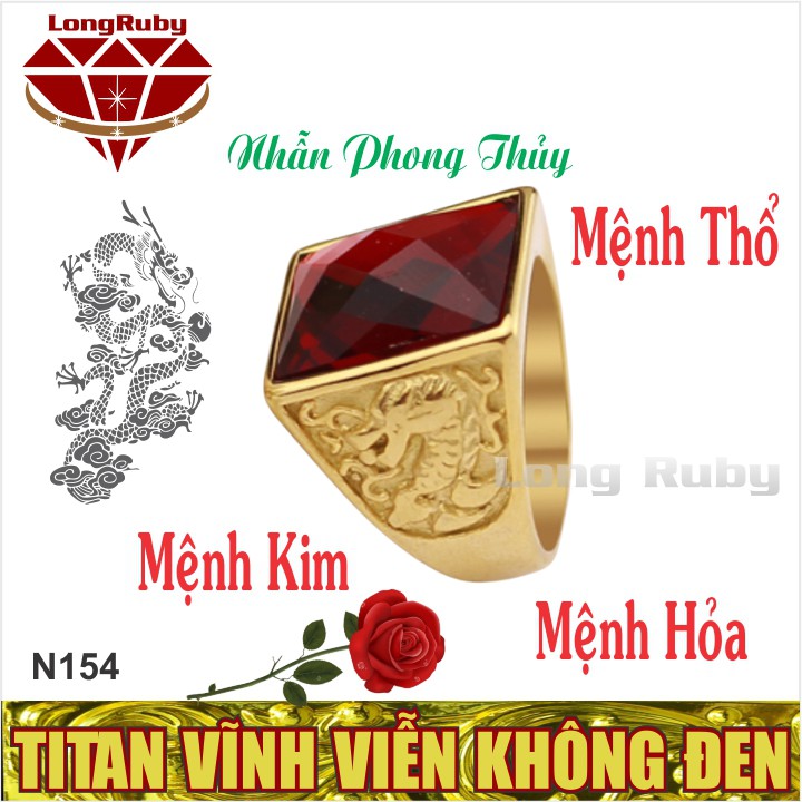 Nhẫn Phong Thủy Nam đá Xanh Lá, Đỏ, Đen | Nhẫn Nam Titan Phong Thủy NMKIM, NMMOC, NMHOA