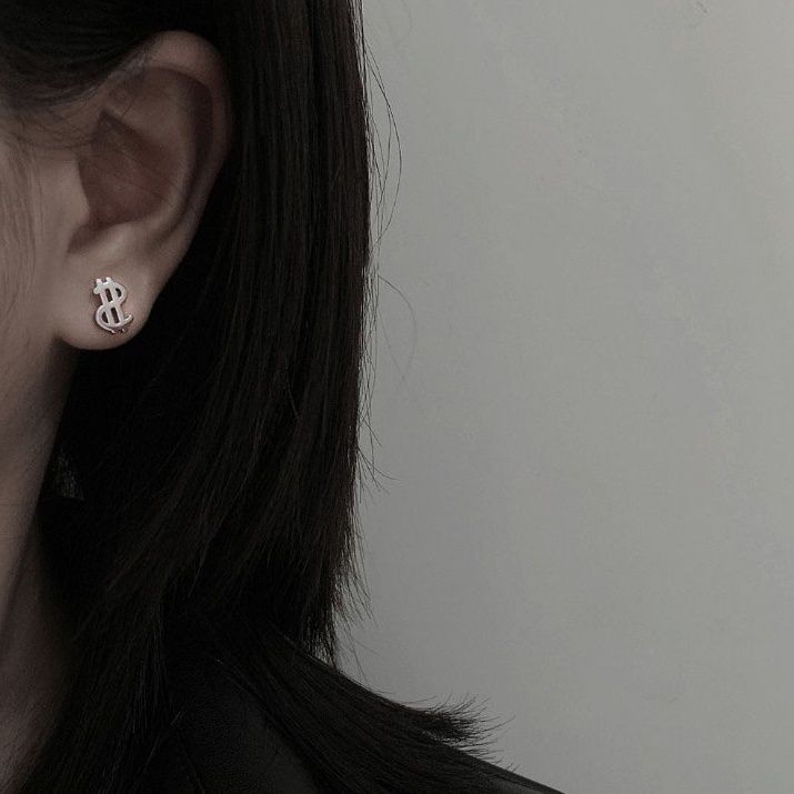 Bông Tai Thép Titan Hình Tờ Tiền Đô La Phong Cách Âu Mỹ Cá Tính