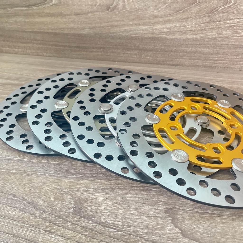 Đĩa Moto 3 Brcmbô size 220mm Nút inox siêu sáng Gắn Cho Các Dòng Xe 4 lỗ thông dụng Ya - Honda - Suzuki - SYM
