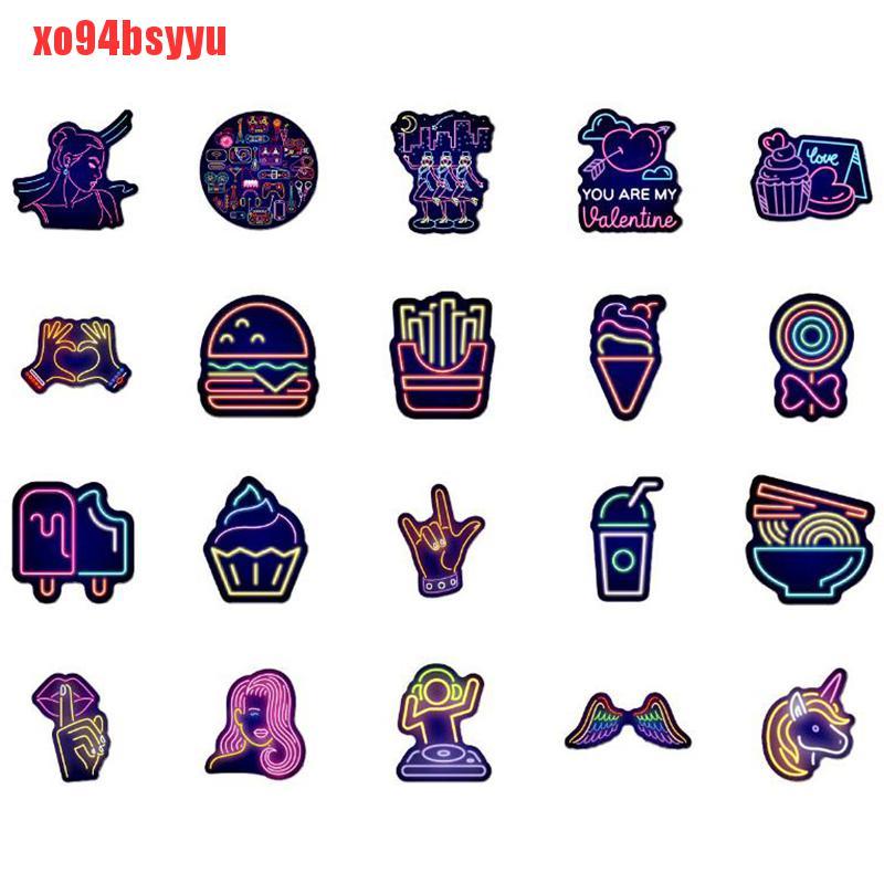 Bộ 50 Miếng Dán Chống Thấm Nước Màu Neon Chuyên Dụng Cho Ván Trượt / Laptop Xo94Bsyu