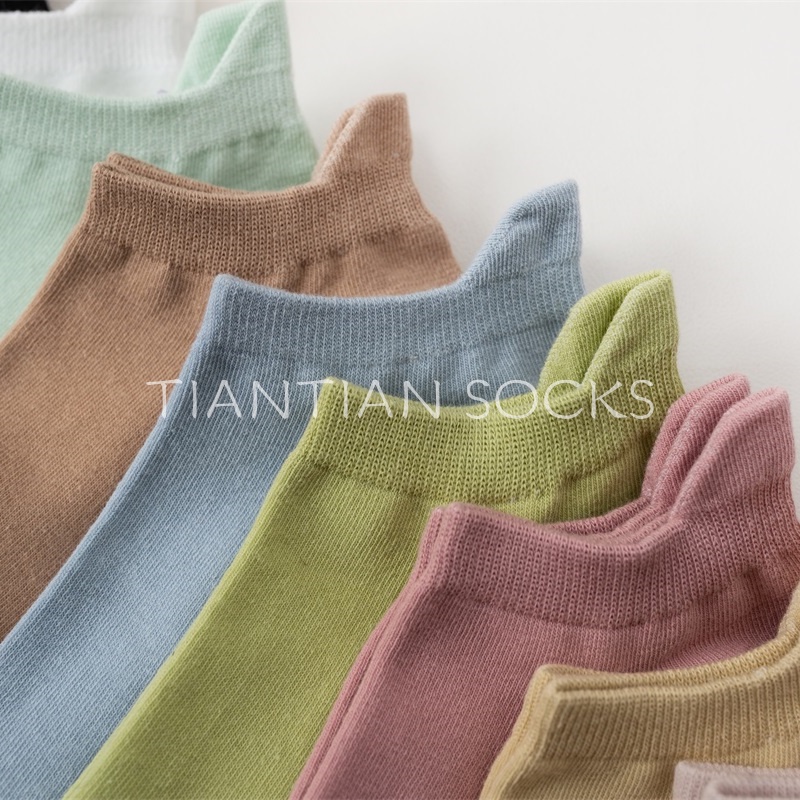 TIAN TIAN T202 Vớ Cotton Cổ Thấp Tất Nữ ngắn cổ Thấm Hút Mồ Hôi Màu Sắc Đơn Giản Dành