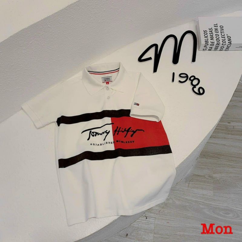 Áo phông polo tommy in ngang ngực