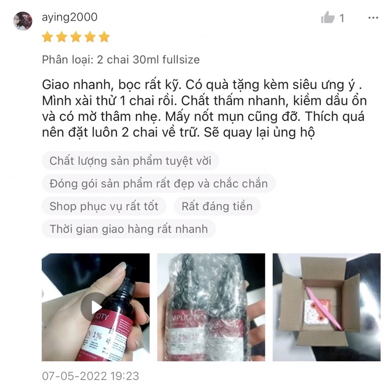 Tinh chất trắng da se khít và kiềm dầu Simplicity 12% Niacinamide 2% Zinc PCA