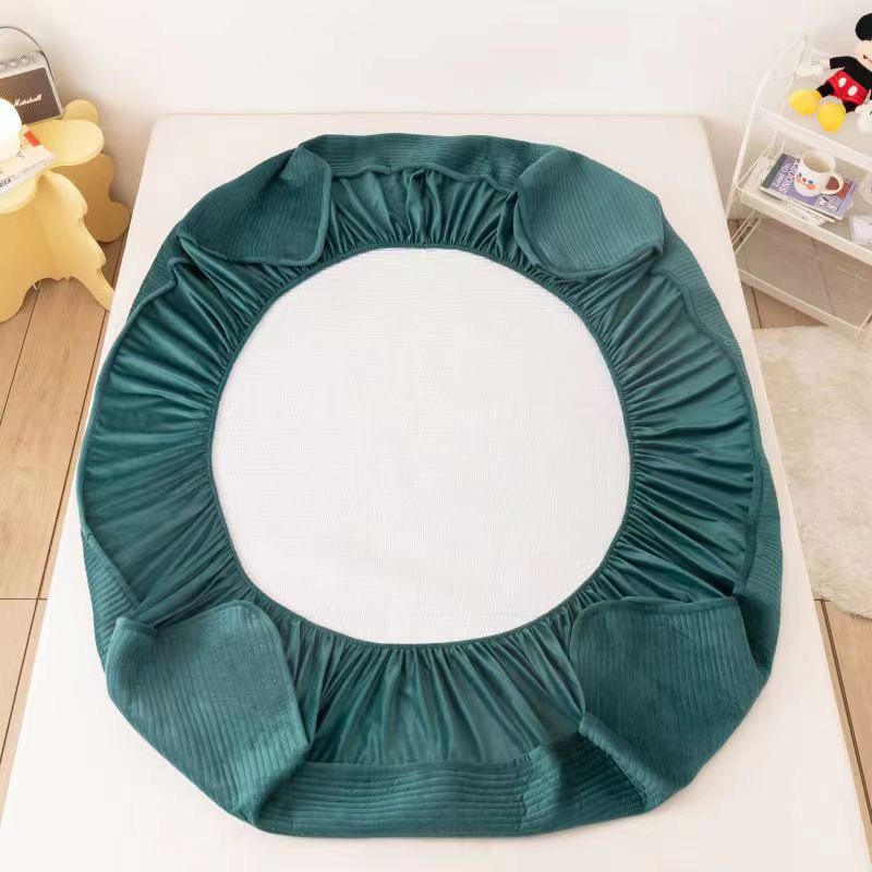 Ga nỉ nhung trải giường trần bông kháng khuẩn, ga gối nỉ nhung trần bông bọc đệm thêu gấu không xù lông kèm 2 vỏ gối