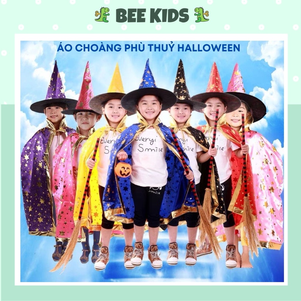Áo Choàng Phù Thuỷ Halloween, Lễ Hội Lấp Lánh Ánh Sao Kèm Mũ Và Áo Choàng BEEKIDS