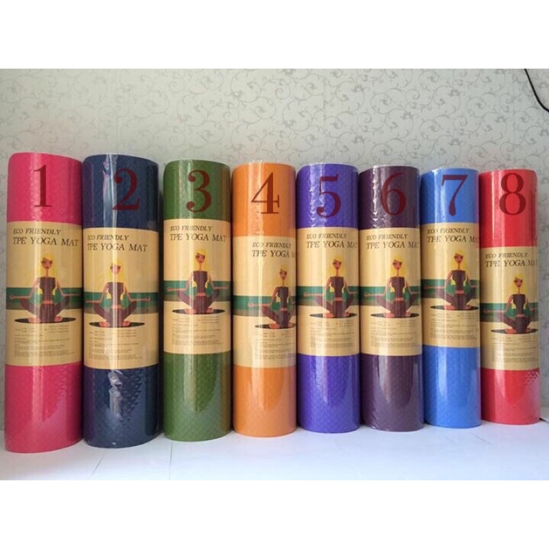Thảm Tập Yoga Gym Định Tuyến TPE dầy 8mm 1 lớp Cao Cấp LOẠI 1 - Tặng Kèm TÚI