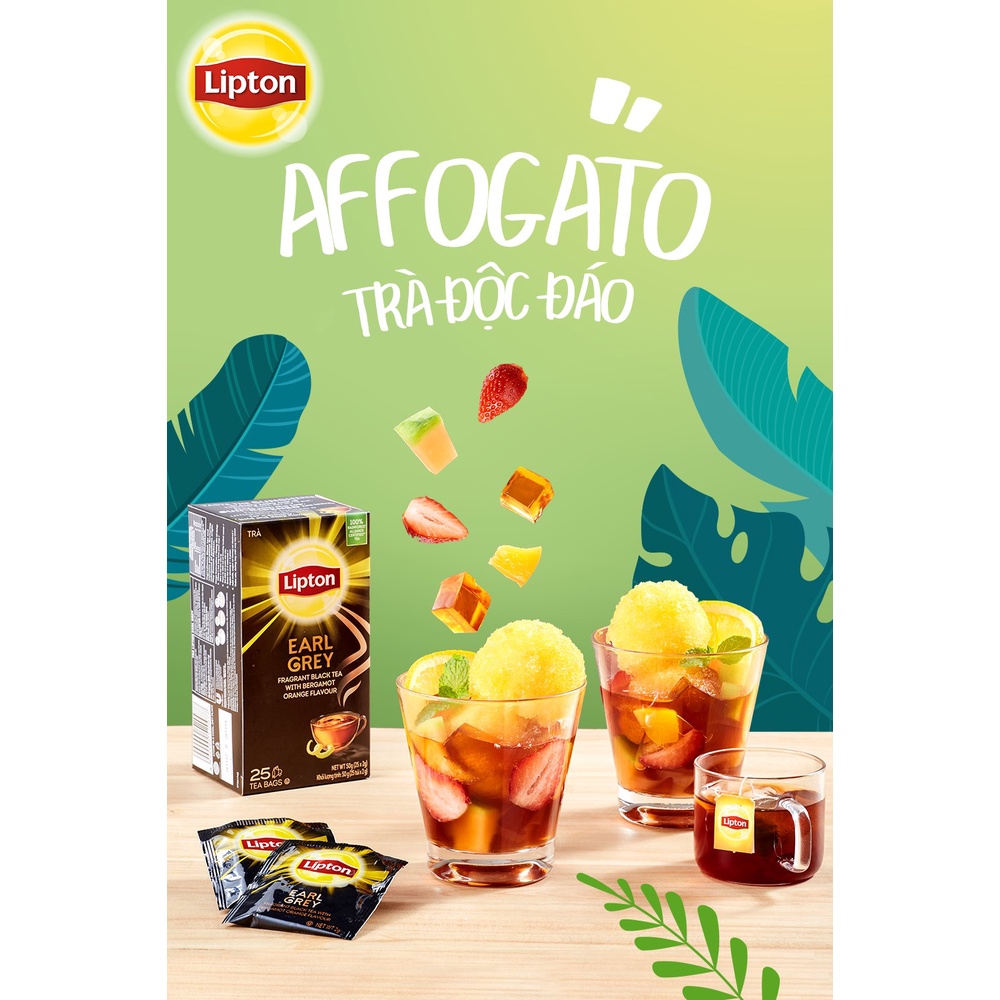 Hộp 25 Gói Trà Túi Lọc Lipton Trà Bá Tước Helium Earl Grey 2g/gói