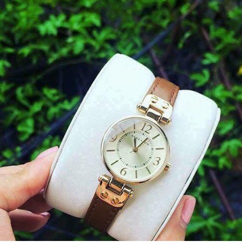 đồng hồ nữ Anne Klein AK9442 dây da nâu size 26