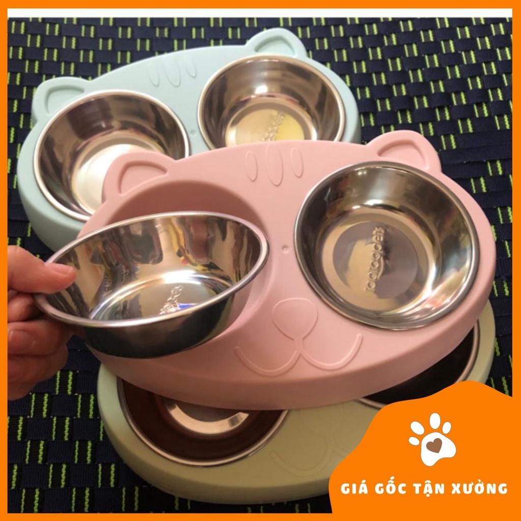 Bát đôi inox cao cấp chó mèo