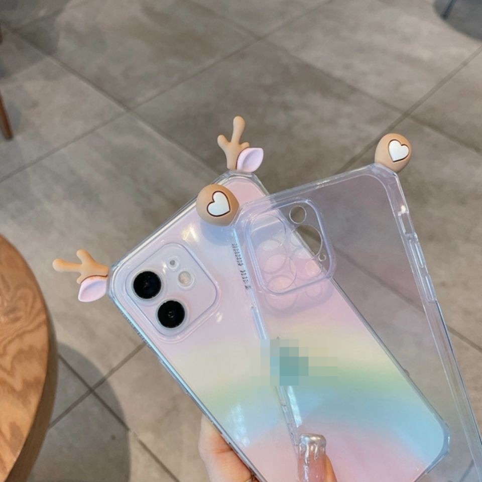 Ốp Điện Thoại Gắn Tai Động Vật Cầu Vồng Cho Iphone 7/ 7p/ 8/ 8p/ X/ Xs/ Xr/ Xsmax/ 11/ 12/ Pro/ Promax