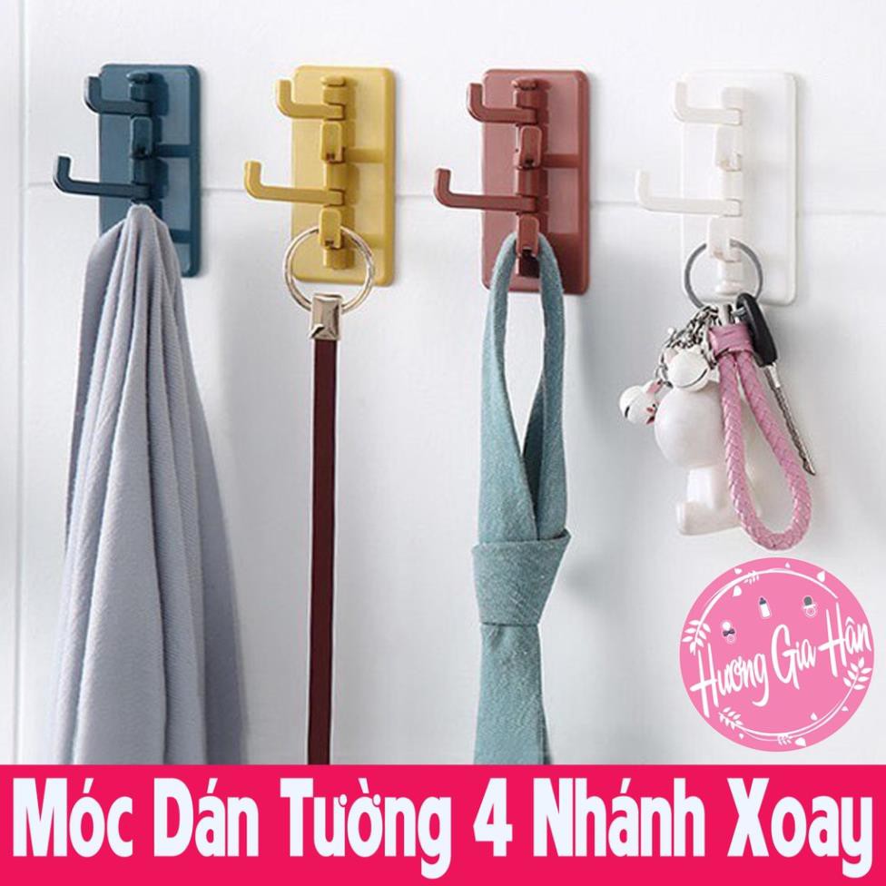 Móc Dán Siêu Chắc Xoay 4 Nhánh Treo Chìa Khóa, Đồ Dùng Nhà Tắm [Thanh Mai Shop]