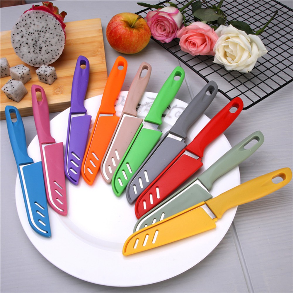 Dao Gọt Vỏ Trái Cây - Dao Cắt Hoa Quả Thép Du Lịch Có BAO LƯỠI J6