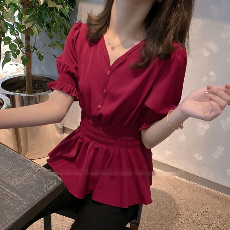 Áo kiểu BH cổ chữ V phong cách thanh lịch thời trang 2021