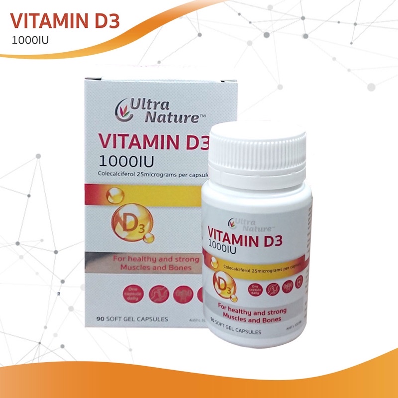 Vitamin D3 1000IU Ultra Nature (30- 90 viên): Chắc khỏe xương – Tăng cường miễn dịch