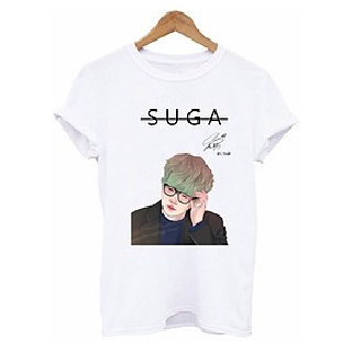 Áo phông BTS in hình Fanart và chữ kí SUGA