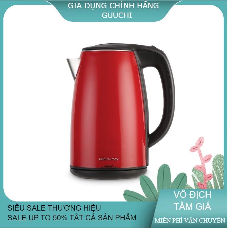 Ấm đun bằng thép không gỉ Lock&Lock 1.7L Màu đỏ EJK731 , Bình siêu tốc Lock&Lock