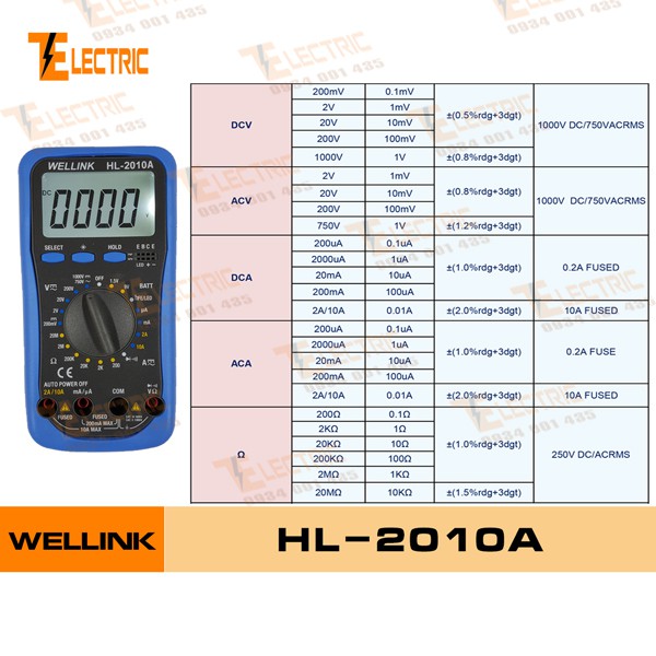 Wellink HL - 2010A Đồng Hồ Đo Điện Tử Vạn Năng HL 2010A