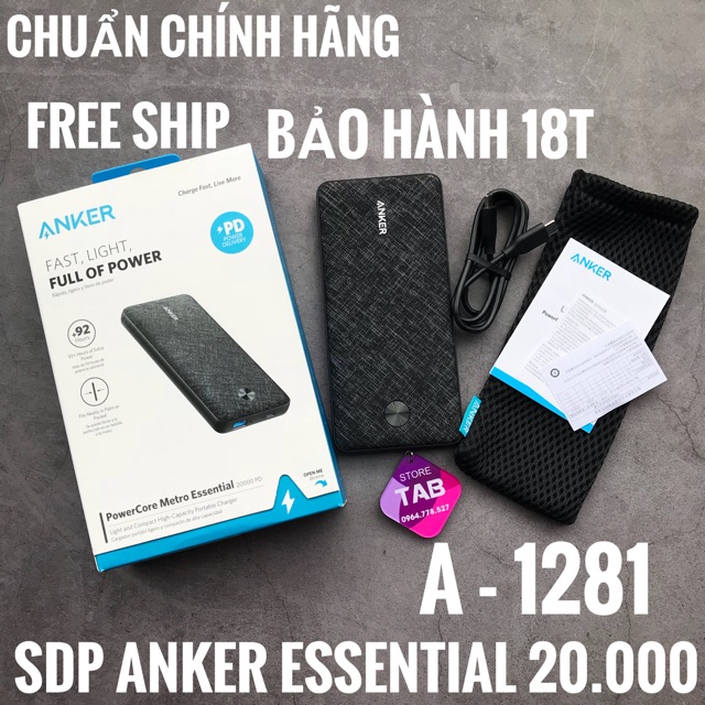 Sạc Dự Phòng ANKER PowerCore Metro Essential 20.000 PD - A1281 (Bảo Hành 18T)