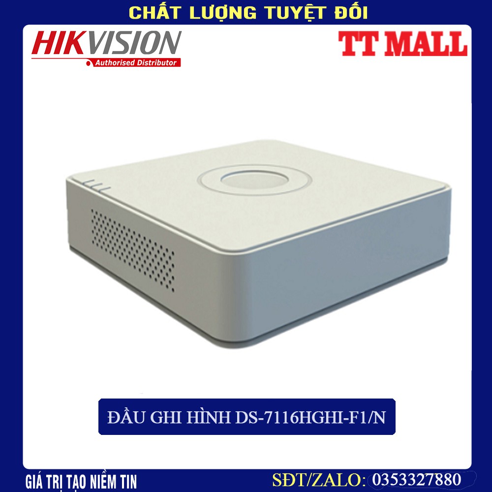 Đầu ghi hình HD-TVI 16 kênh TURBO 3.0 HIKVISION DS-7116HGHI-F1/N -Đầu ghi hình HD-TVI 16 kênh Tubro HD. -Chuẩn nén hình