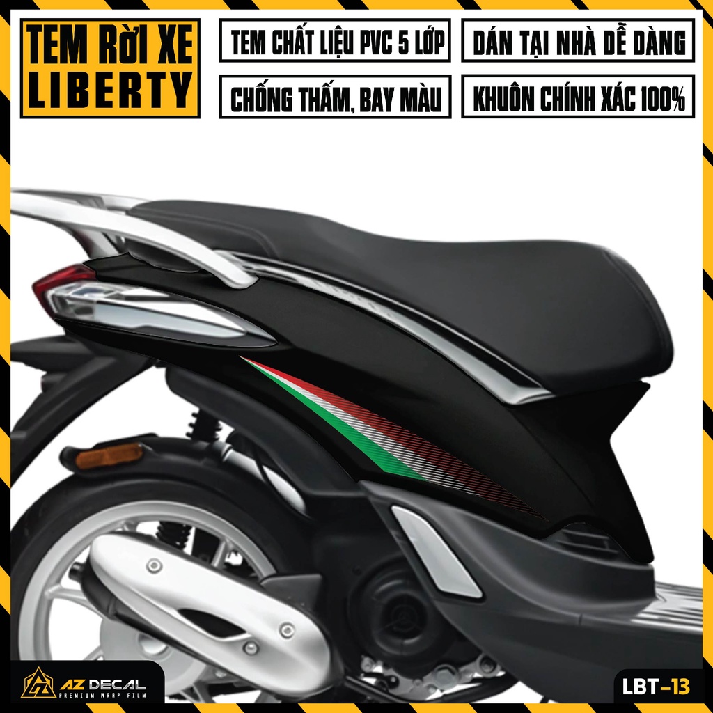 Tem Liberty 125 Đỏ Xanh Trắng | LBT-13 | Decal Dán Xe Máy Liberty Chống Nước Bền Màu Dễ Dán Tại Nhà