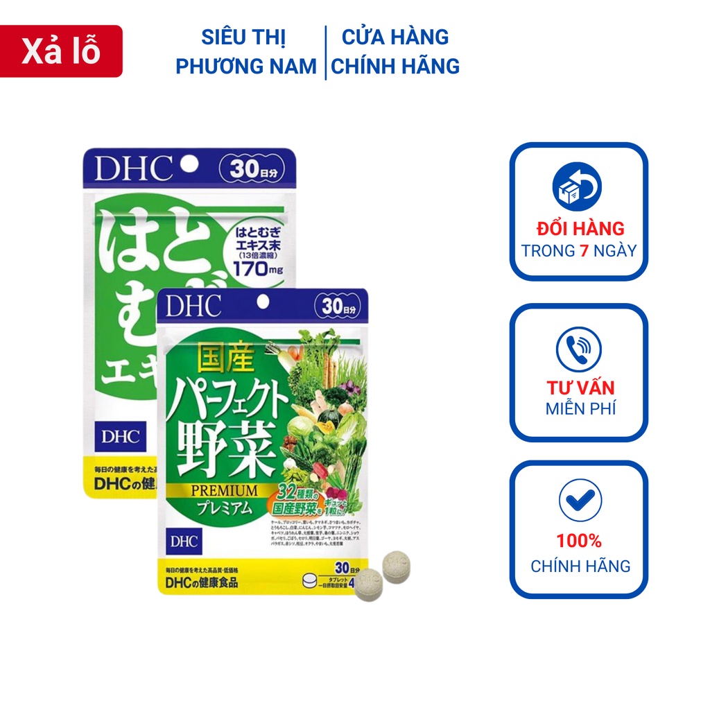 Combo SÁNG HỒNG DA DHC Nhật Bản (Viên uống rau củ và viên uống trắng da) 30 ngày