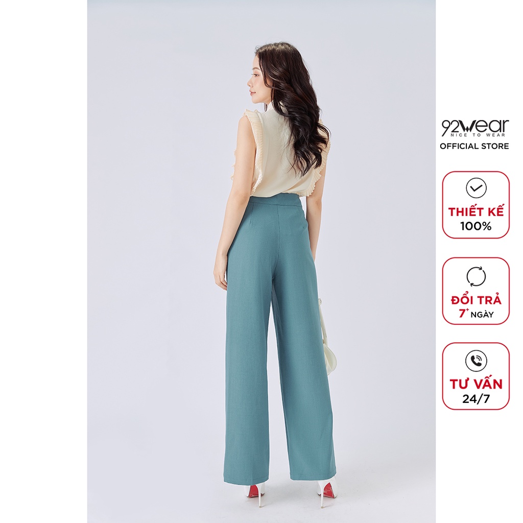 Quần tây nữ ống rộng 92WEAR baggy công sở cạp rời 2 cúc QAA1248 | BigBuy360 - bigbuy360.vn