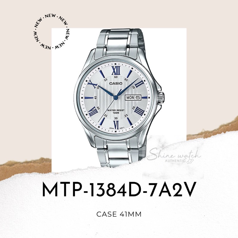 Đồng Hồ Nam Casio MTP-1384D-7A2VDF Dây Đeo Kim Loại - Mặt Số La Mã Kim Màu Xanh