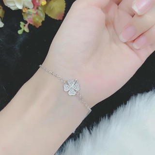 Lắc tay bạc nữ hình cỏ bốn lá may mắn CHIHIRO