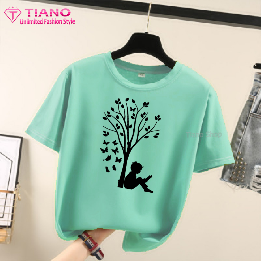 Áo Thun Tay Ngắn Cậu Bé Đọc Sách AT-063 - Tiano - Phù Hợp Mọi Vóc Dáng - Áo Thun Nam - Áo Thun Nữ