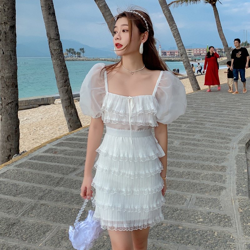 Đầm nữ trắng dáng ôm tay ngắn Emilyshop