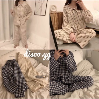 ORDER BỘ NGỦ KẺ CARO HÀN QUỐC ULZZANG (chọn màu ghi chú)