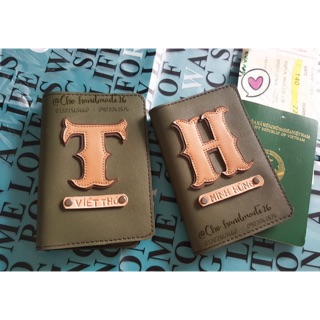 Vỏ hộ chiếu đôi 9 ( passport cover couple ) may tên- bọc hộ chiếu khắc tên- bao hộ chiếu chữ cái