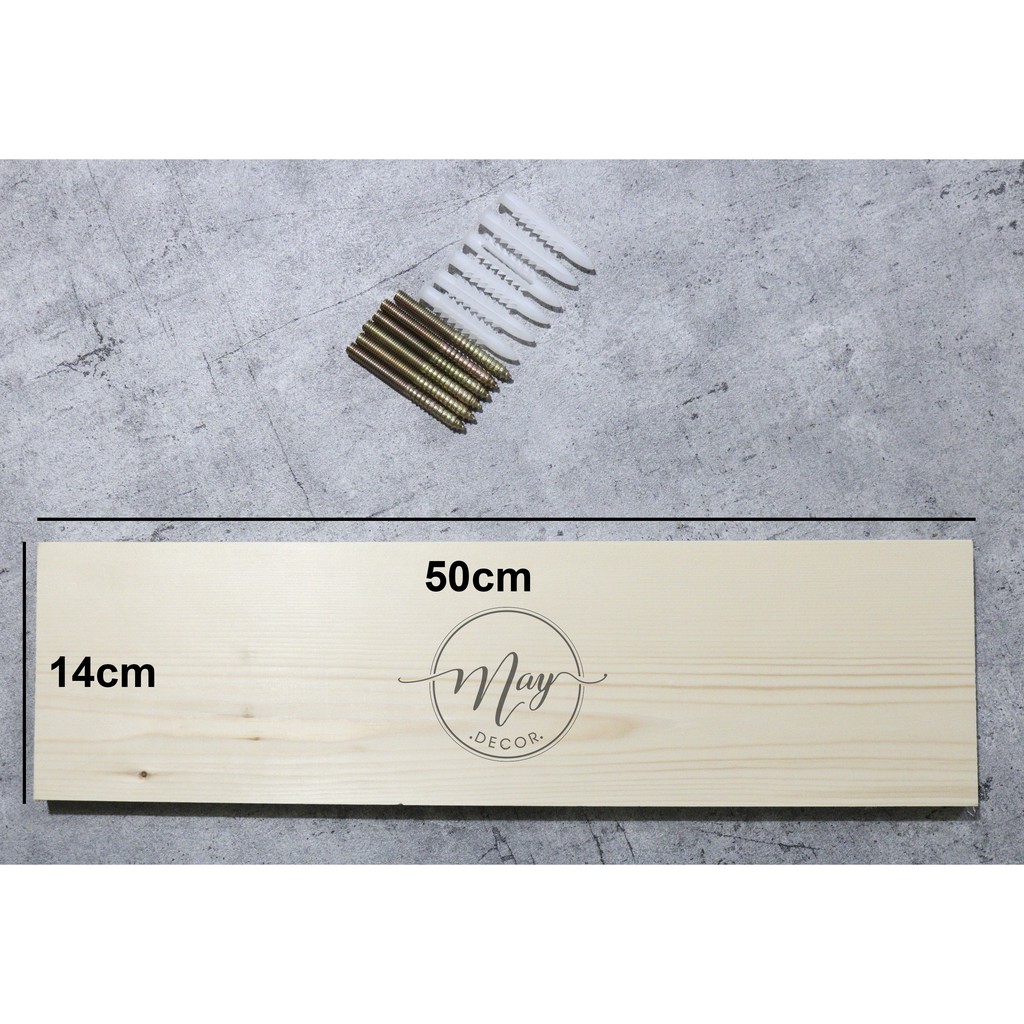 Kệ gỗ bắt vít âm tường kèm phụ kiện.