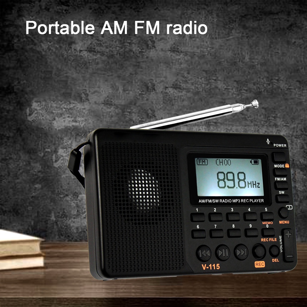 Radio Kỹ Thuật Số Retekess V115 3W FM / AM Có Thể Sạc Lại Được