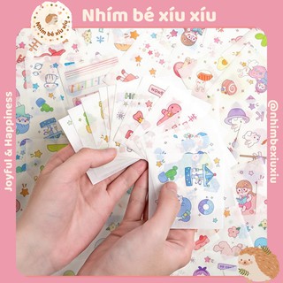 Set 50 tấm sticker ngẫu nhiên chất liệu PET/giấy washi VT204