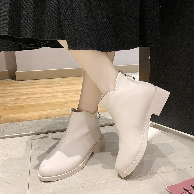 Boot Nữ Đế Bằng Cao 3cm Cổ Ngắn S127 Kem MK MAIKA | BigBuy360 - bigbuy360.vn