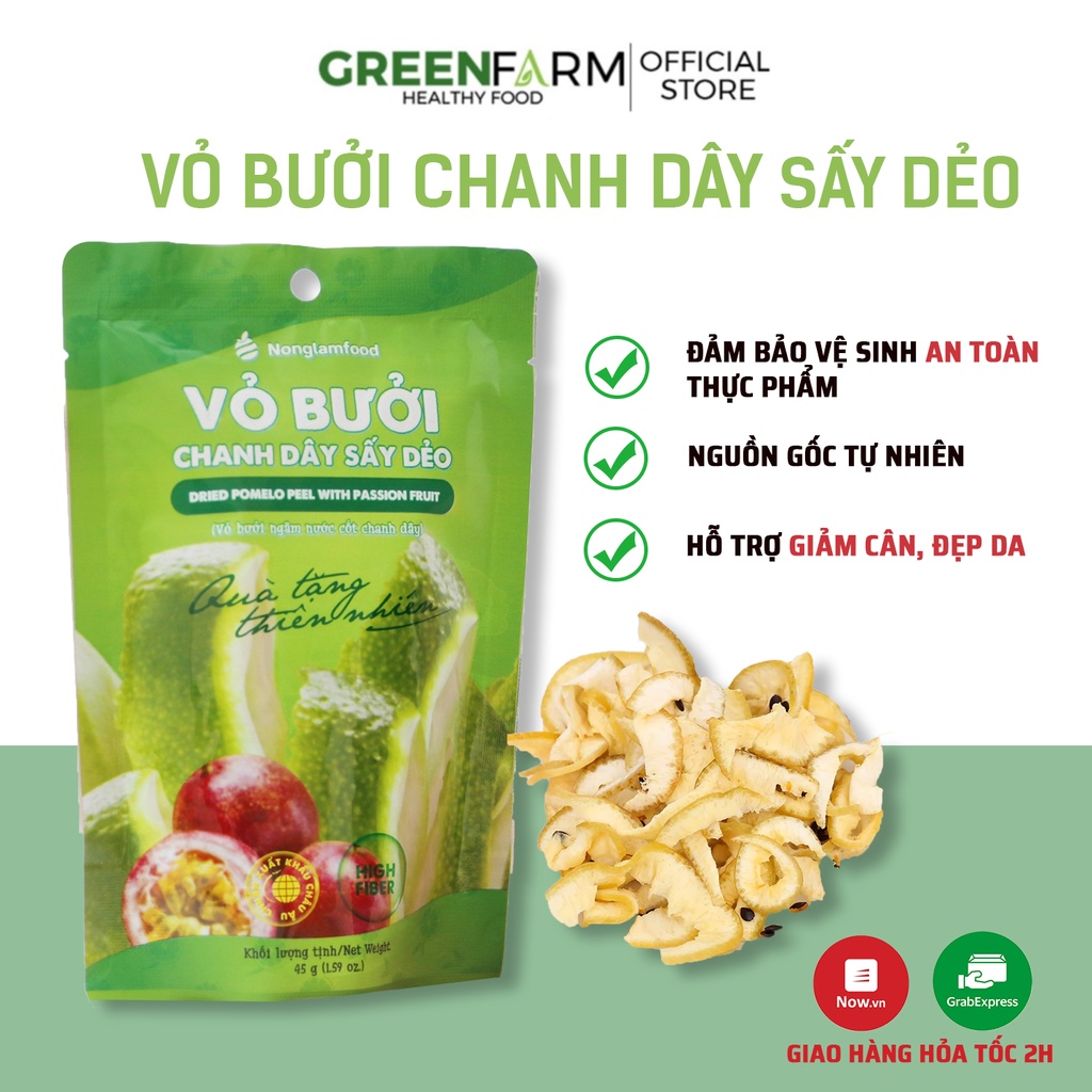 Vỏ bưởi chanh dây sấy dẻo 45g Nông Lâm Food trái cây sấy dẻo ít đường giảm cân,ăn kiêng,bổ sung các chất cho cơ thể