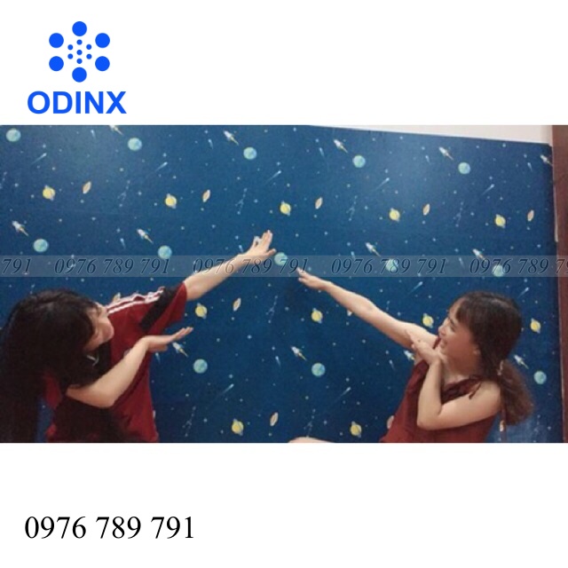 10m Giấy Dán Tường Có Keo Sẵn Vũ Trụ Hành Tinh Xanh Trang Trí Phòng Ngủ Cho Bé ODINX
