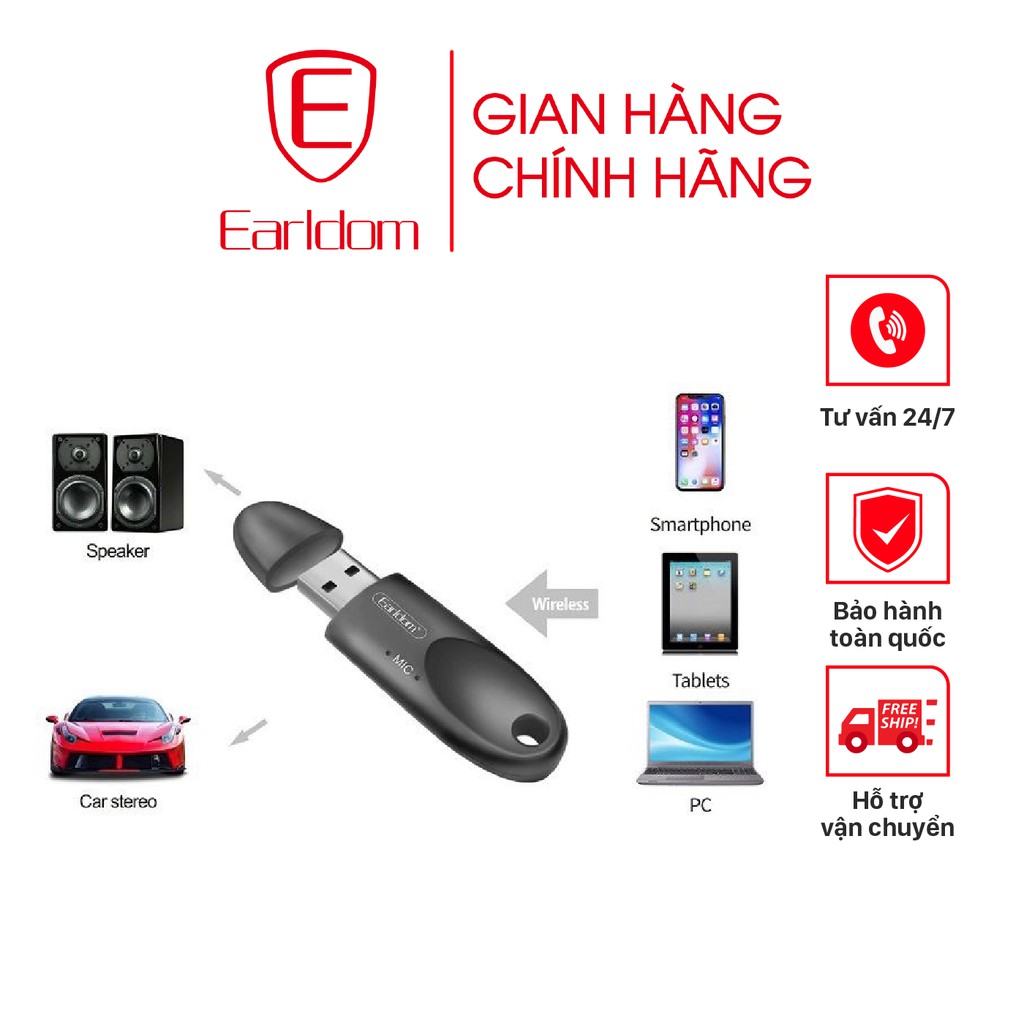 [Mã ELHA22 giảm 5% đơn 300K] USB thu Bluetooth 5.0 và có hỗ trợ MIC đàm thoại Earldom M40