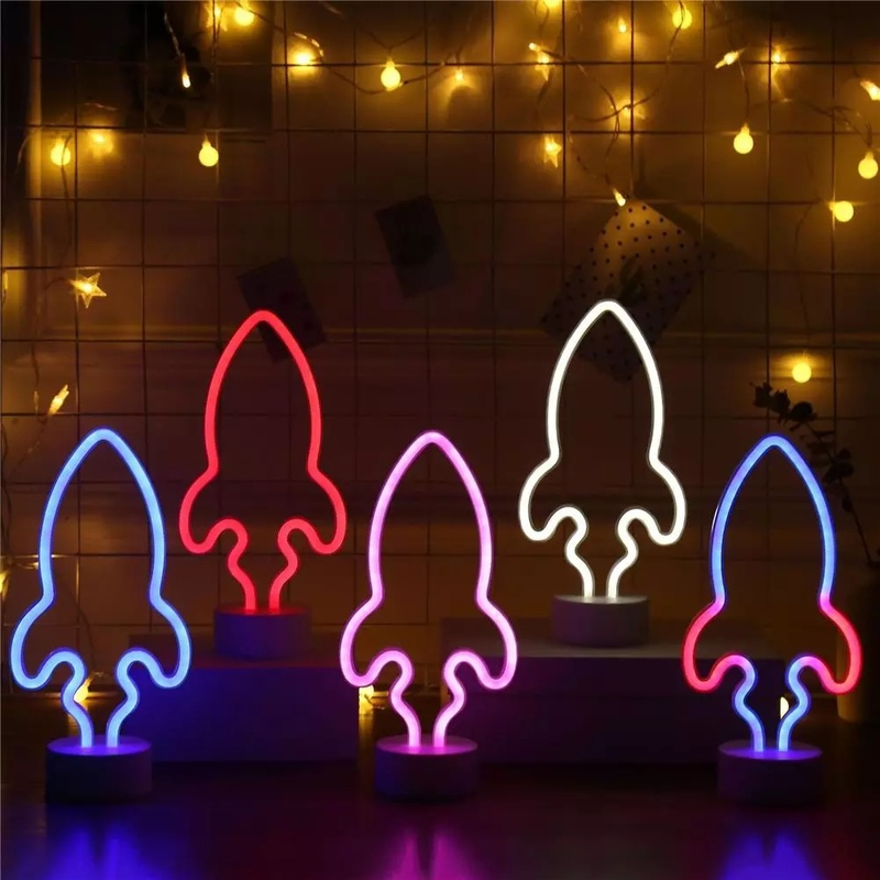 [ Decorative LED rocket neon lamp ][ small night lamp modeling lamp ][ small color lamp hanging neon lamp ]