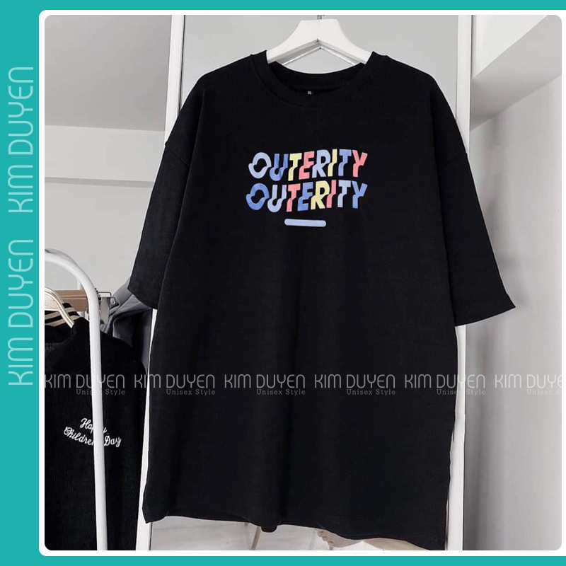 Áo Thun Chữ OUTERITY Áo Thun Tay Lỡ Form Rộng Unisex 38-65kg Nam Nữ