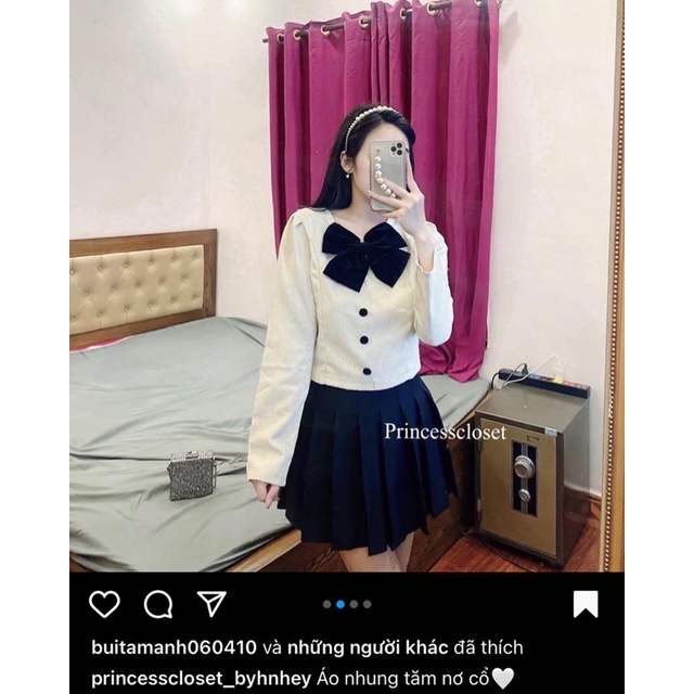 Áo nhung tăm nơ cổ princesscloset_bynheynhey