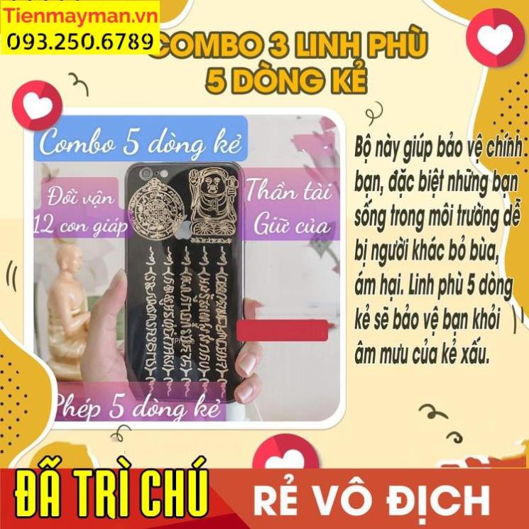 Combo 3 linh phù 5 DÒNG KẺ_GIỮ CỦA_ĐỔI VẬN, đem lại may mắn, bình an, miếng dán điện thoại đẹp