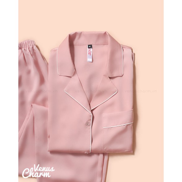 Bộ Ngủ Pijama Trơn Lụa Mềm Ngắn Tay Thiết Kế Venus Charm | BigBuy360 - bigbuy360.vn