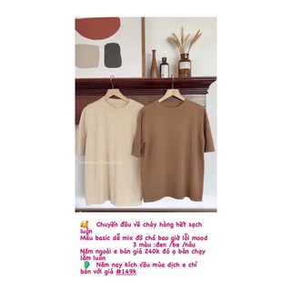 Áo basic cổ tròn len