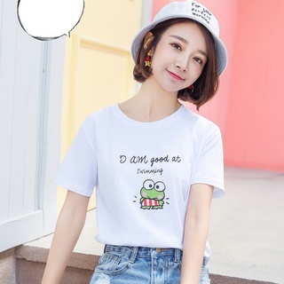 Áo thun nữ in i am good at ếch xanh dlx