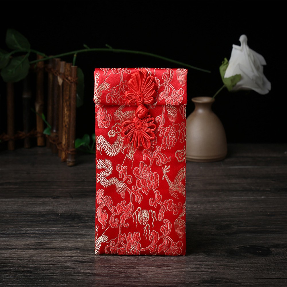 [Kiểu Đứng] Bao Lì Xì Họa Tiết Thổ Cẩm Phong Cách Trung Hoa Nút Cài
