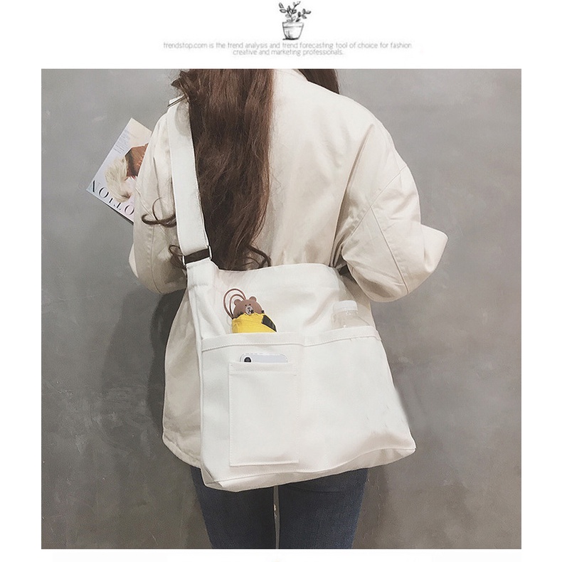 Túi đeo chéo nam nữ Đeo Vai phong cách Hàn Quốc chất vải canvas dày dặn đi học đi chơi