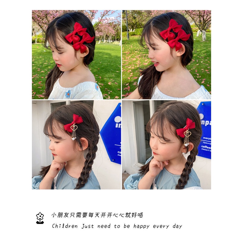 Set 2 Kẹp Tóc Hình Nơ Phong Cách Hàn Quốc Ngọt Ngào Cho Bé Gái