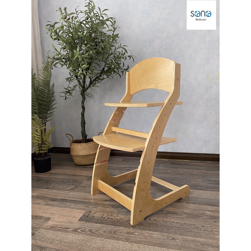 Ghế ăn dặm điều chỉnh chiều cao cho bé SONOmontessori,ăn dặm kiểu nhật, có 3 chế độ điều chỉnh chiều cao, cho bé từ 6 th